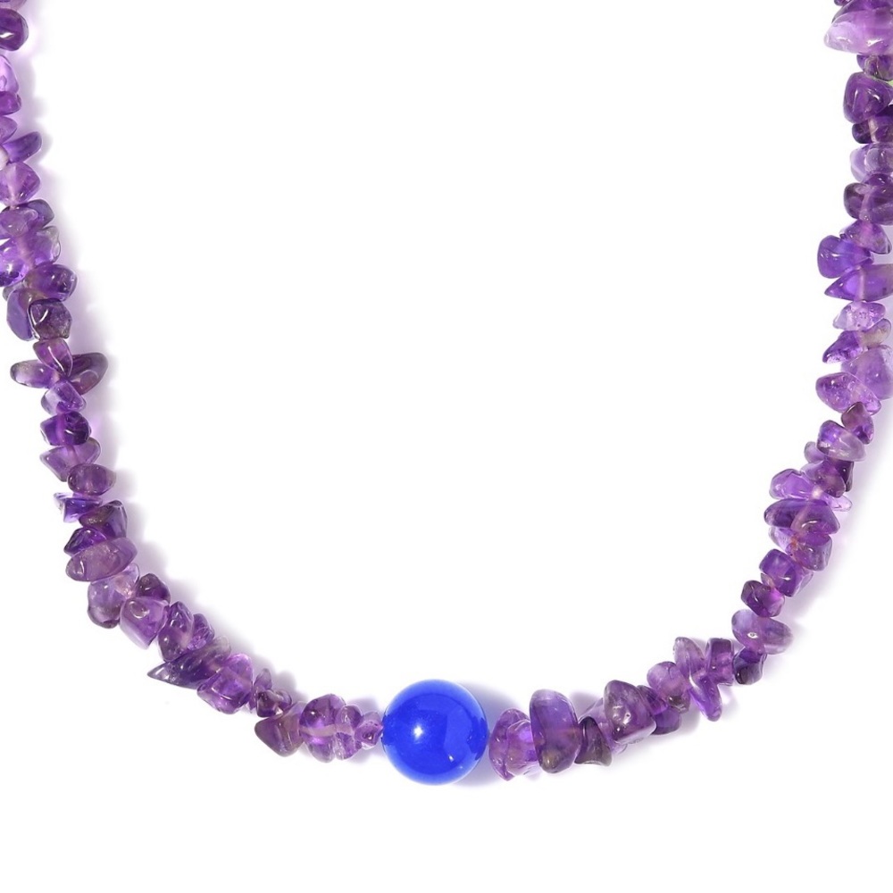 Blue Agate, Amethyst Chip Endless Necklace